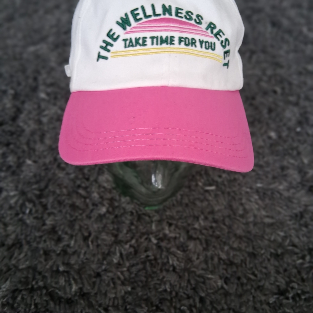 Pink and White Cap with Embroidered Text
